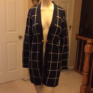 Charter club navy blue and white cardigan